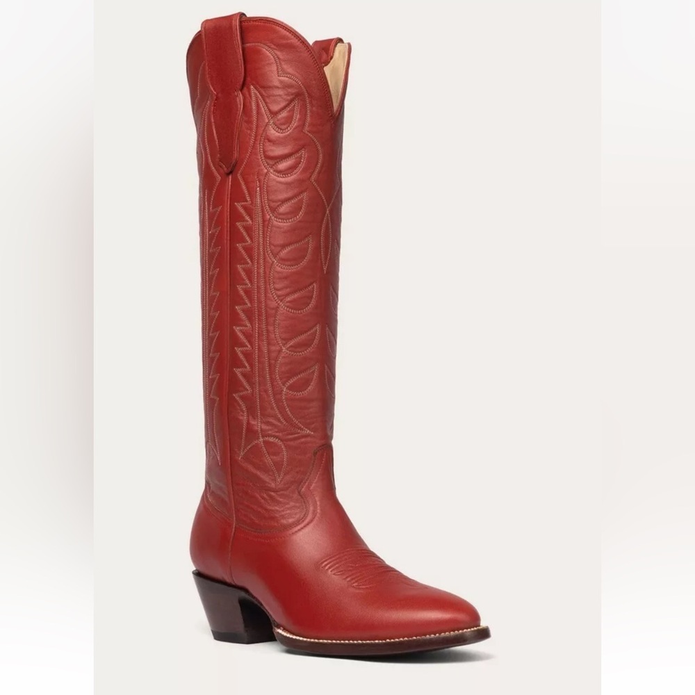 Anthropologie CITY Boots The Montrose Cowboy Boots Red Leather Tall - Picture 10 of 13
